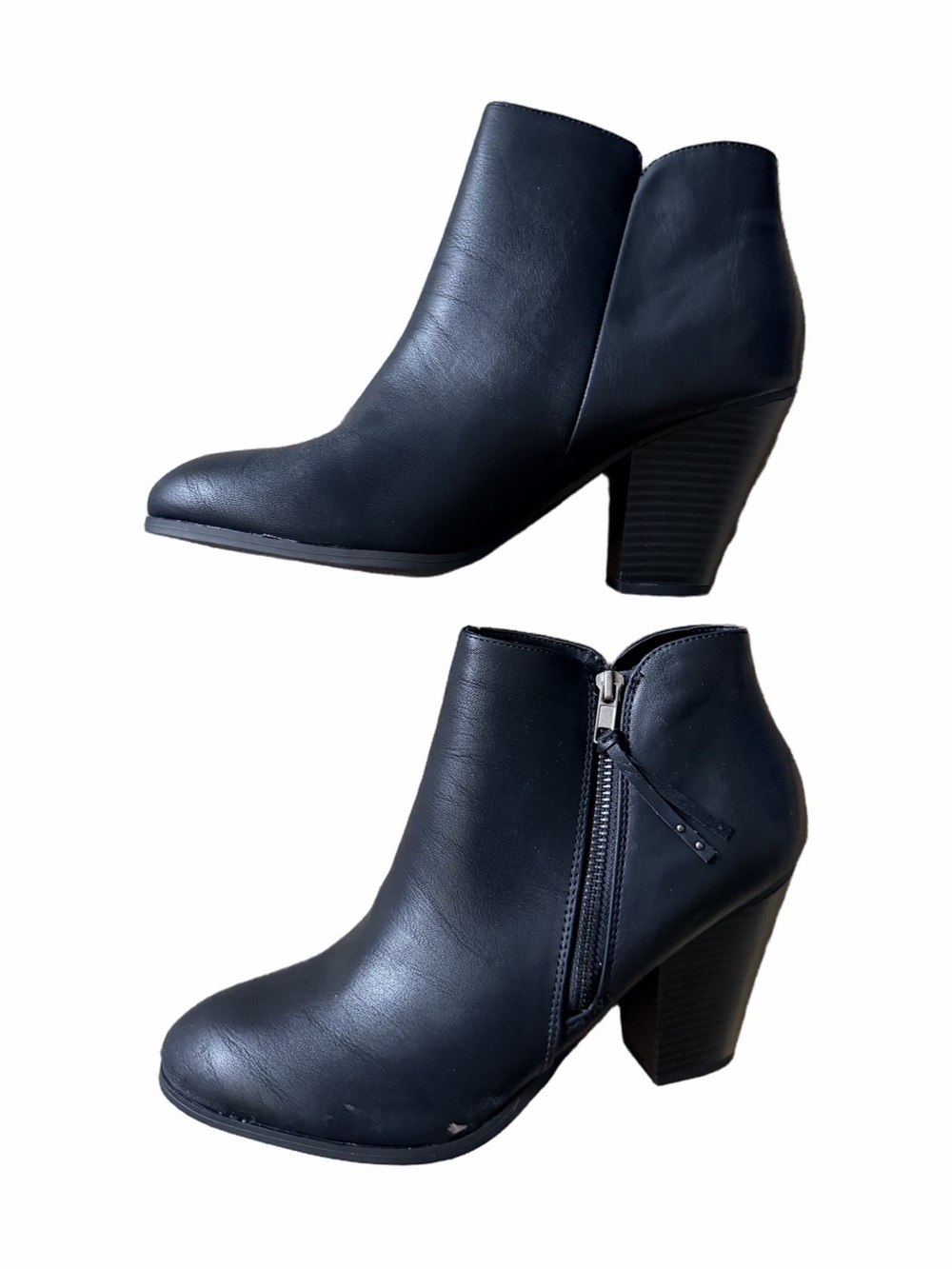 Cityclassified Black Ankle Booties with Stacked Block Heel